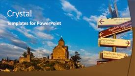  Presentation with eastern - PPT layouts consisting of street-signs-dircetion background and a teal colored foreground