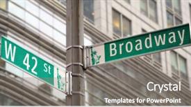  Presentation with broadway - Amazing slide deck having street signs for broadway backdrop and a gray colored foreground
