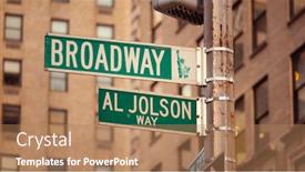  Presentation with new york city - Amazing presentation having street-signs-in-new-york backdrop and a coral colored foreground