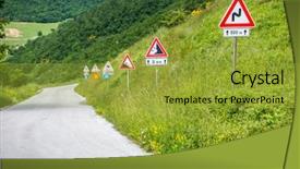  Presentation with road signs - Presentation design featuring street signs on a steep background and a gold colored foreground