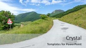  Presentation with road signs - Presentation theme enhanced with street signs on a steep background and a light gray colored foreground