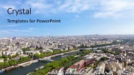  Presentation with eiffel tower - Colorful presentation theme enhanced with street soccer - aerial view of paris architecture backdrop and a light blue colored foreground