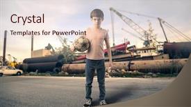  Presentation with football - Theme featuring street soccer - boy playing football background and a lemonade colored foreground