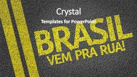  Presentation with direction direct mail campaign written - PPT theme enhanced with street soccer - brasil vem pra rua written background and a dark gray colored foreground