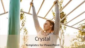  Presentation with exercise kids kid doing fitness - Slides featuring street soccer - concentrated young sportsman doing exercises background and a  colored foreground