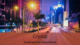  Presentation with busy street - Presentation theme having street traffic in hong kong background and a red colored foreground