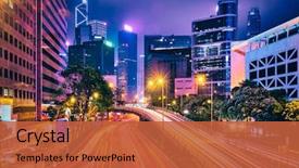  Presentation with busy street - Cool new presentation theme with street traffic in hong kong backdrop and a red colored foreground