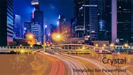  Presentation with busy street - Colorful slide deck enhanced with street traffic in hong kong backdrop and a coral colored foreground