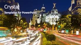  Presentation with traffic - Slides having street traffic in night madrid background and a navy blue colored foreground