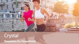  Presentation with exercise kids kid doing fitness - Slide set featuring street two multiethnic women jogger background and a coral colored foreground