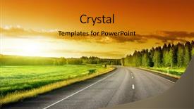  Presentation with forest road - Amazing slide set having street view - asphalt road in forest backdrop and a gold colored foreground