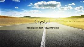  Presentation with asphalt road animtion - Theme having street view - asphalt road in tuscany italy background and a blonde colored foreground