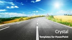  Presentation with asphalt road animtion - PPT theme with street view - asphalt road in tuscany italy background and a dark gray colored foreground