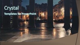  Presentation with preserved - PPT layouts having street view from pantheon background and a tawny brown colored foreground