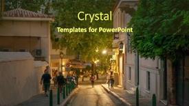  Presentation with street - Slide set consisting of street-view-in-plaka-district background and a tawny brown colored foreground