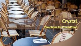  Presentation with street light view - Amazing presentation design having street view of a cafe backdrop and a  colored foreground