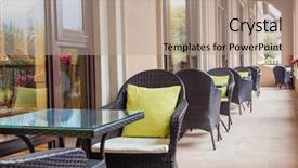  Presentation with outdoor furniture - PPT theme consisting of street view of a outdoor background and a coral colored foreground