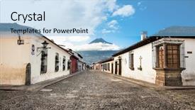  Presentation with colonial - Theme having street view of antigua guatemala background and a light blue colored foreground