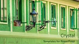  Presentation with view of colonial architecture - Beautiful PPT theme featuring street view of beautiful architecture backdrop and a mint green colored foreground