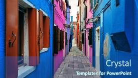  Presentation with historical buildings - PPT layouts enhanced with street-view-of-burano-colorful background and a ocean colored foreground