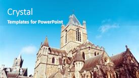  Presentation with dublin - PPT layouts having street view of church landmarks of dublin ireland background and a teal colored foreground