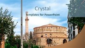  Presentation with city street - Slides featuring street-view-of-city-center background and a light blue colored foreground