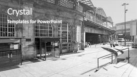  Presentation with cologne - PPT layouts enhanced with street view of cologne railway station germany background and a gray colored foreground