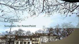  Presentation with street - Slide set with street-view-of-downtown-mannheim background and a sky blue colored foreground