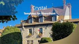  Presentation with street - Slide set consisting of street-view-of-downtown-moret background and a teal colored foreground