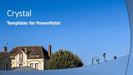  Presentation with france - PPT theme with street-view-of-downtown-moret background and a teal colored foreground