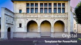  Presentation with street - Slides enhanced with street-view-of-downtown-moret background and a dark gray colored foreground