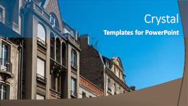  Presentation with street - Slide set consisting of street-view-of-downtown-reims background and a teal colored foreground