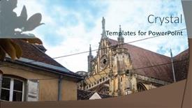  Presentation with street - PPT theme having street-view-of-downtown-sens background and a cool aqua colored foreground