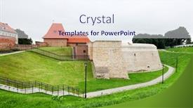  Presentation with city street - Presentation theme enhanced with street-view-of-downtown background and a sky blue colored foreground