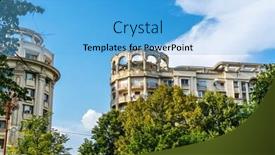  Presentation with street - Slide set with street-view-of-downtown background and a light blue colored foreground