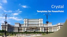  Presentation with street - Presentation design featuring street-view-of-downtown background and a cobalt blue colored foreground