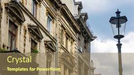  Presentation with street - Slide deck having street-view-of-downtown background and a coral colored foreground