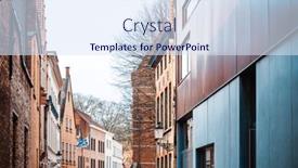  Presentation with belgium - PPT theme with street-view-of-downtown background and a sky blue colored foreground