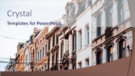  Presentation with city street - PPT layouts having street-view-of-downtown background and a sky blue colored foreground