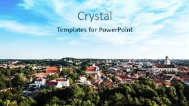  Presentation with city street - Slide deck enhanced with downtown in vilnius city lithuanian background and a cool aqua colored foreground