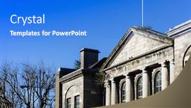  Presentation with city street - Presentation theme enhanced with street-view-of-dublin-city background and a cobalt blue colored foreground