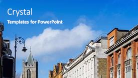  Presentation with city street - Audience pleasing slides consisting of street-view-of-dublin-city backdrop and a teal colored foreground