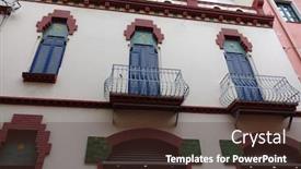  Presentation with street - PPT theme having street-view-of-figueres-spain background and a tawny brown colored foreground