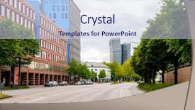  Presentation with hamburg - Slide set consisting of street view of hamburg germany background and a sky blue colored foreground