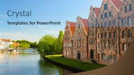  Presentation with street - Audience pleasing slide deck consisting of street-view-of-lubeck-germany backdrop and a light blue colored foreground
