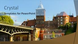  Presentation with street - Beautiful slide deck featuring street-view-of-lubeck-germany backdrop and a light blue colored foreground