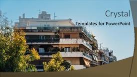  Presentation with buildings - Theme featuring street-view-of-modern-buildings background and a light blue colored foreground