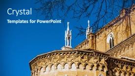  Presentation with old buildings - Cool new PPT layouts with street-view-of-old-buildings backdrop and a ocean colored foreground