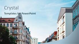  Presentation with street - Colorful slide deck enhanced with street-view-of-old-town backdrop and a sky blue colored foreground