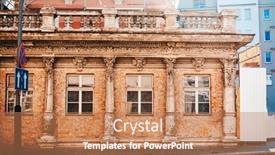  Presentation with street - Cool new presentation design with street-view-of-old-town backdrop and a coral colored foreground